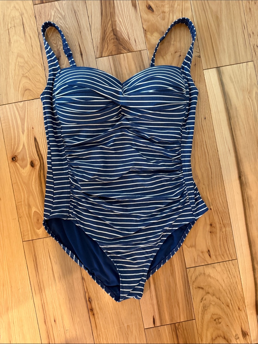 Women’s Navy and White Stripe One-Piece Swimsuit